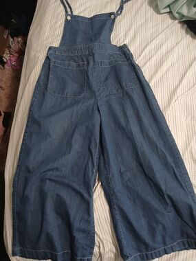 Denim Wide-Leg Overalls